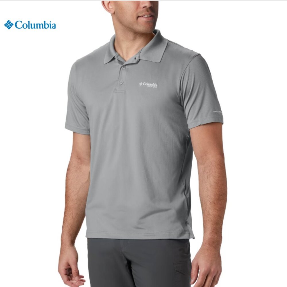 Columbia PFG Omni-shade omni-wick Gray Short Sleeve Polo Shirt size XXL